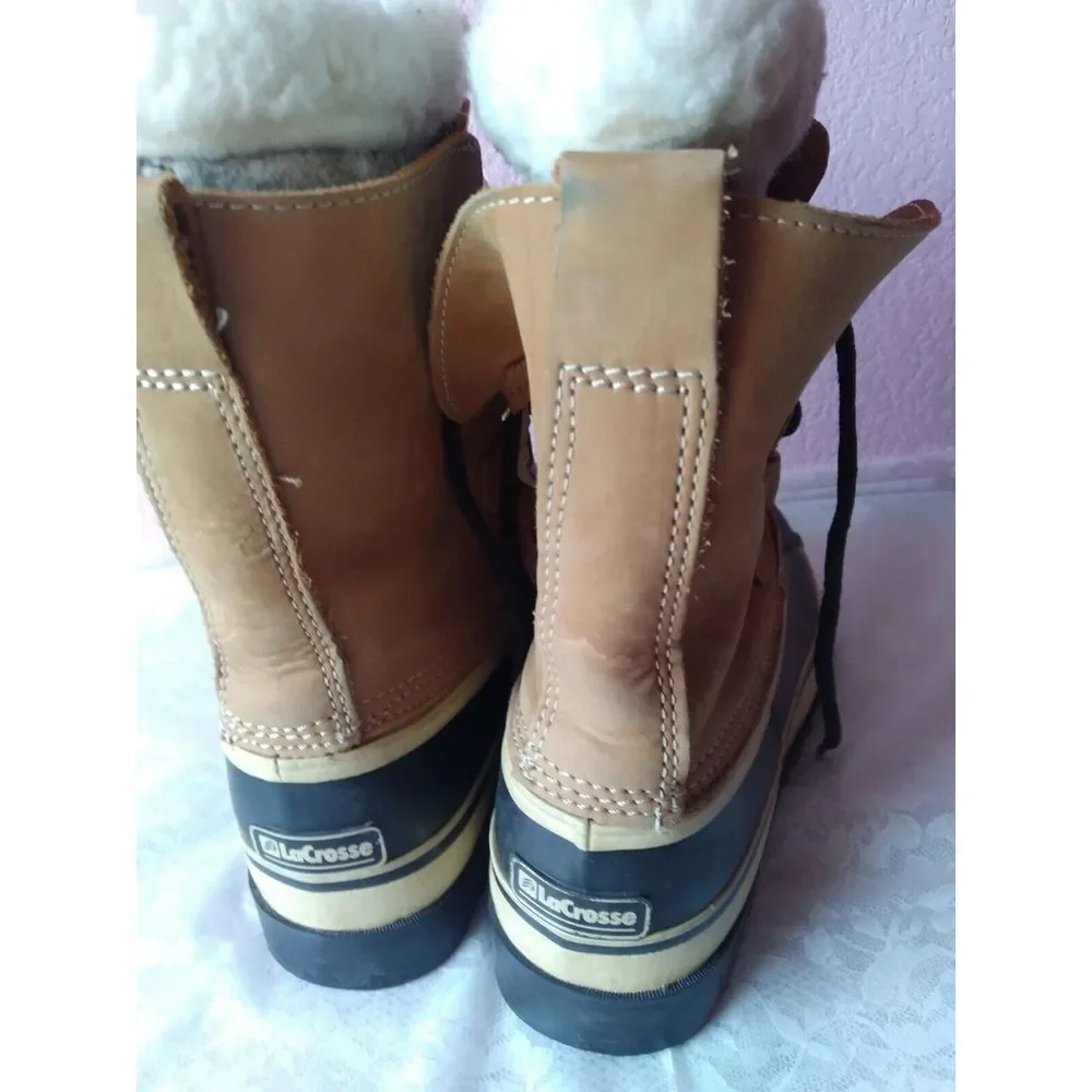 LaCrosse Winter Duck Boots Sherpa Lined Waterproof‎ Snow Boots Tan Navy